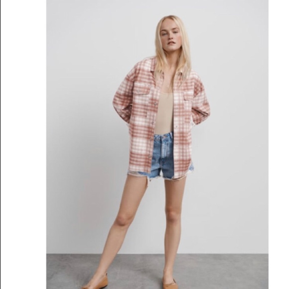 Zara faux suede plaid over shirt
